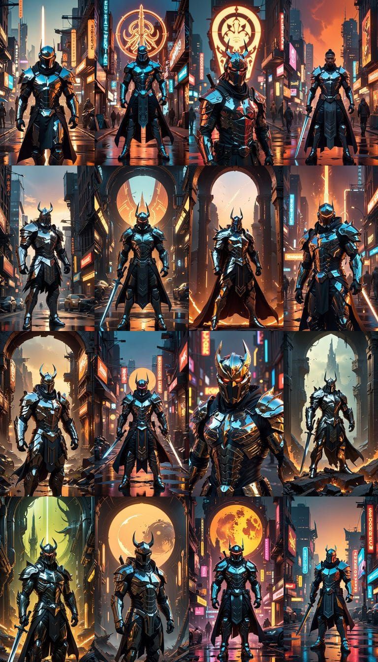 Cyberpunk Warrior in Chrome and Iron Armor