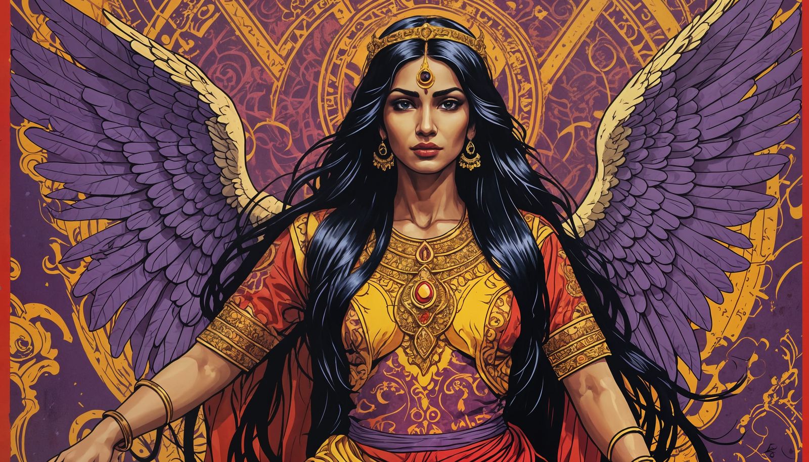 Ancient South Asian Angel in Dark Fashion Pop Art
