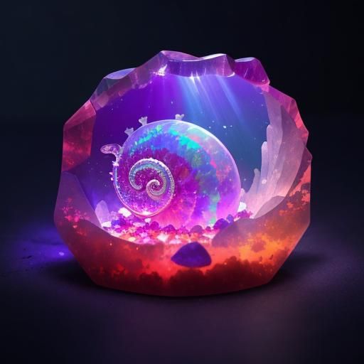 Surreal Geode Shines with Snail Aquarium and Glowing Rubies