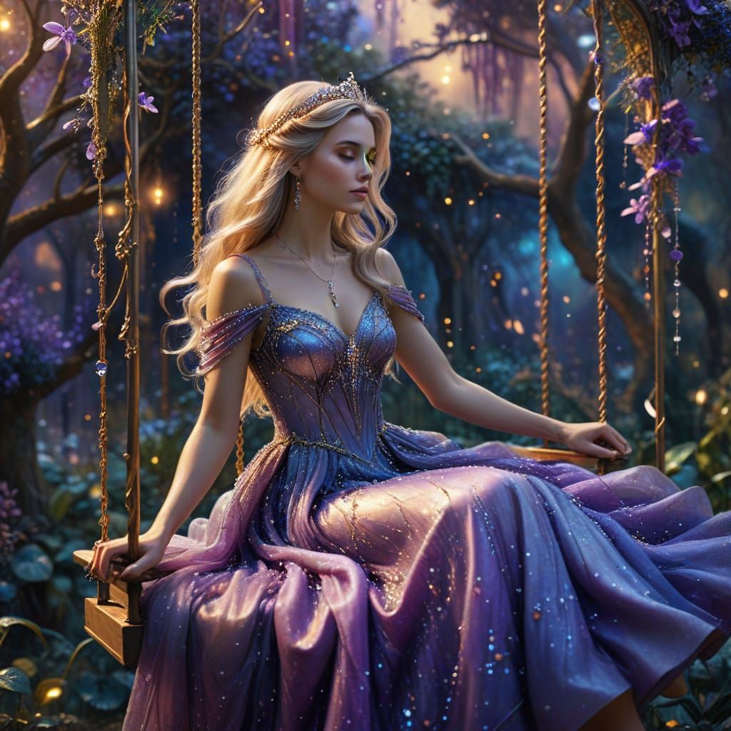 Princess in Mystical Garden as Digital Art
