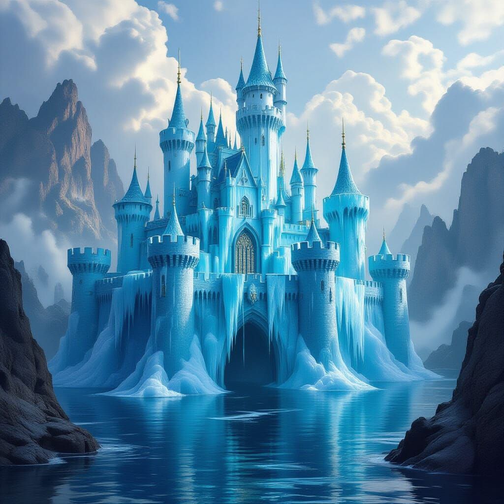 Medieval Water Castle with Obsidian Moat