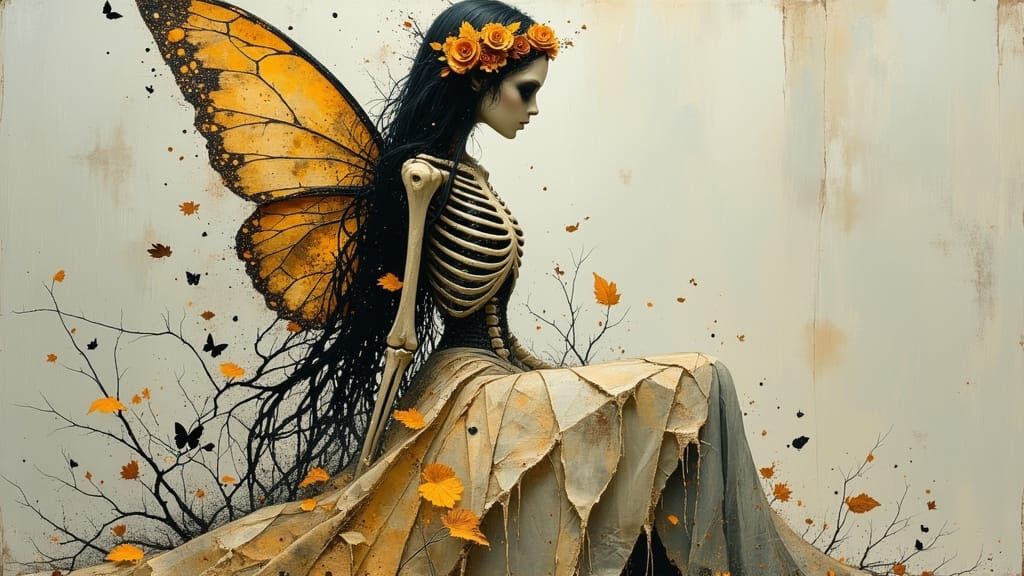 Skeletal Fairy in Gothic Gown