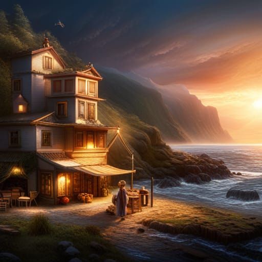 Epic Summer Holiday Scene in Maximalist Digital Art