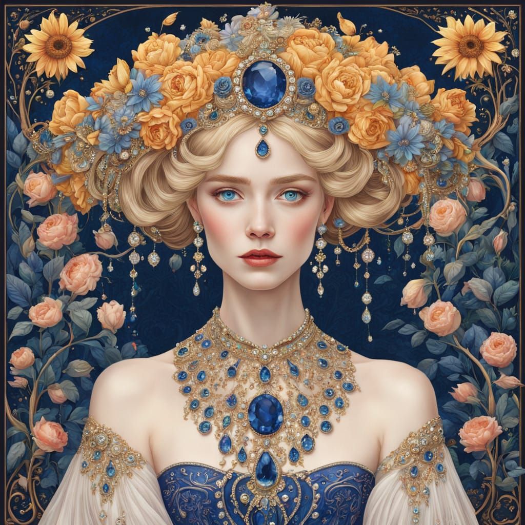 Ethereal Russian Princess in Whimsical Wonderland Landscape