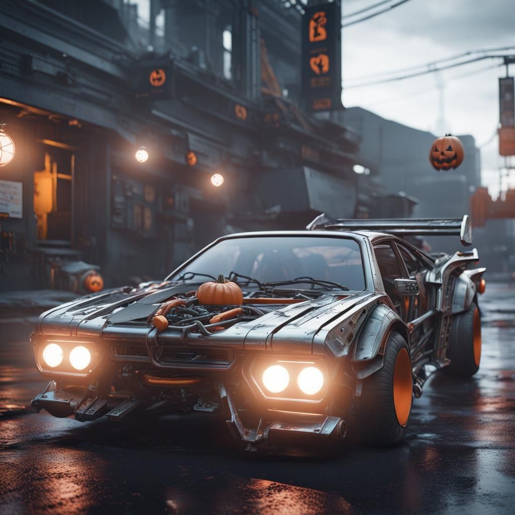 Epic Halloween JDM Car in Cyberpunk Futurism