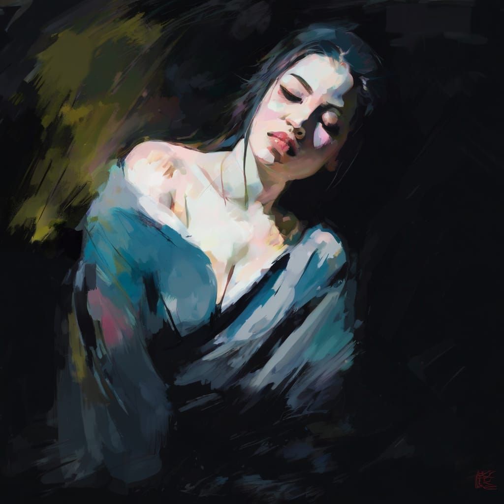 Painterly Digital Character Sheet of a Woman