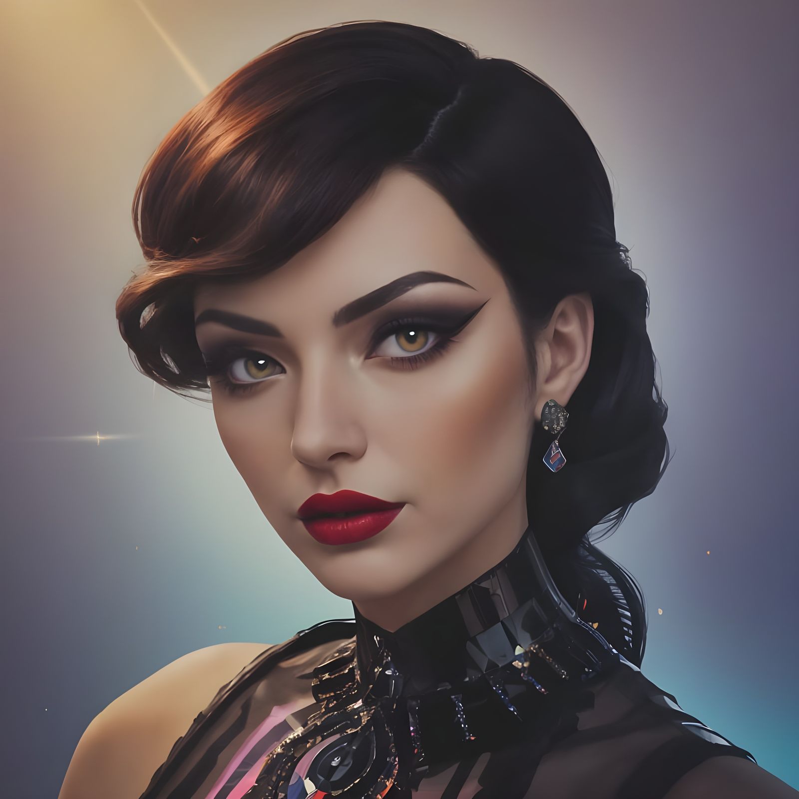 Sassy Noir Woman in Geometric Contrast