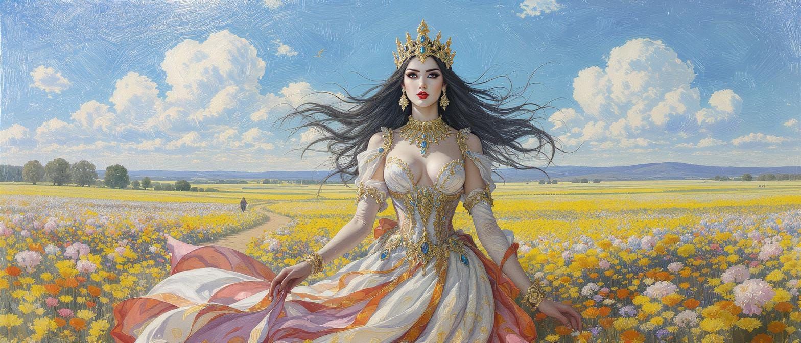 Portrait of a Beautiful Woman in Impressionist Style