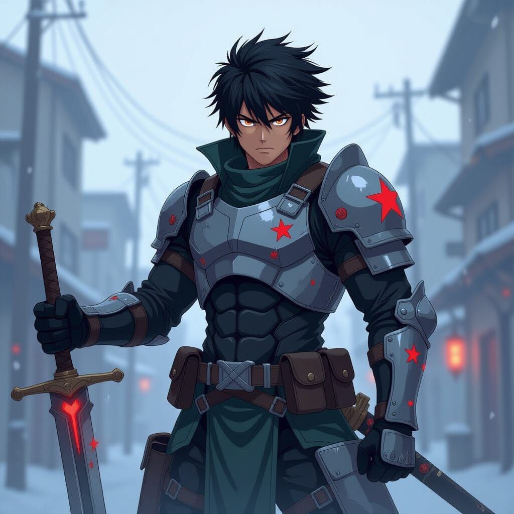 Apocalyptic Anime Warrior in Cel-Shaded Style