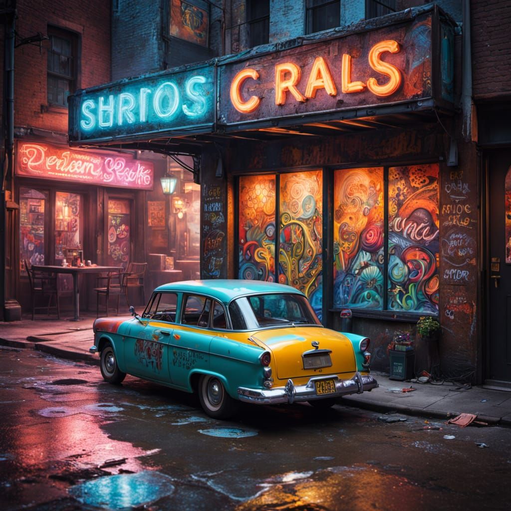 Whimsical Fairy Dive Bar in 1950s Style