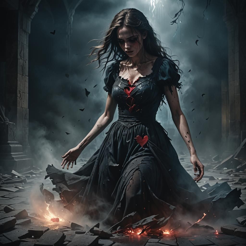 Distraught Female in Dark Fantasy Despair