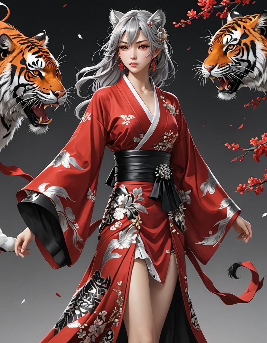 Elegant 3D Anime Art of a Kimono