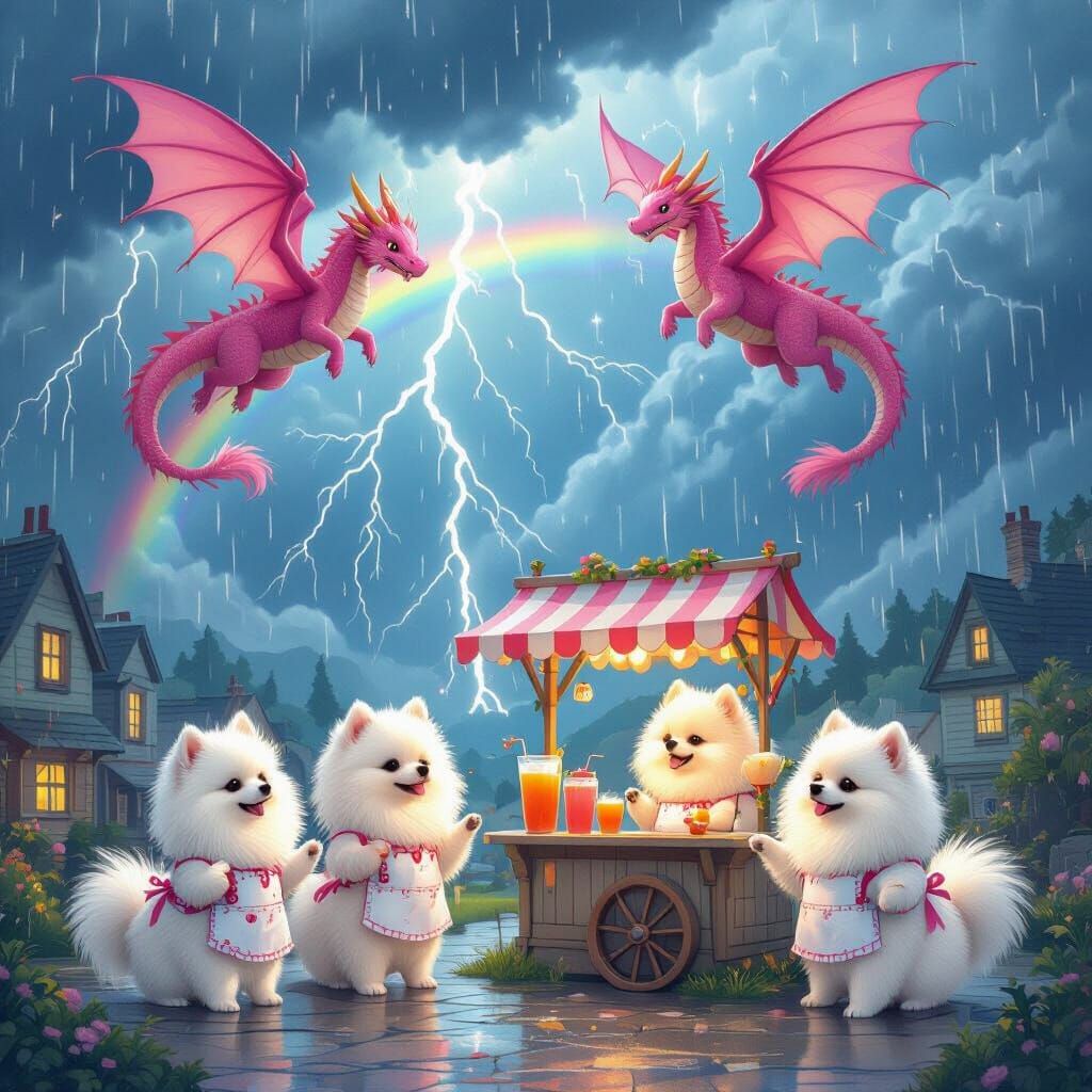 Pink Dragons and Pomeranians Selling Lemonade in a Thunderst...