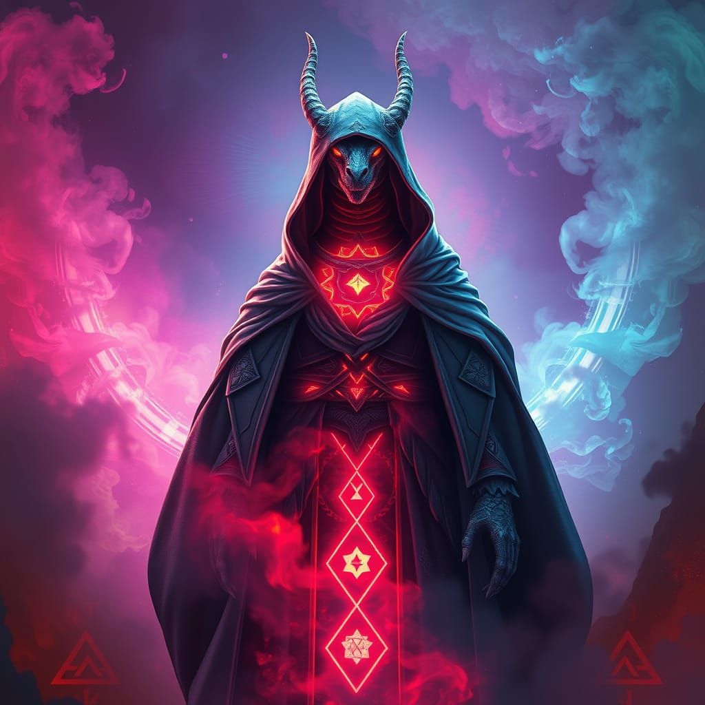 Dragon Shaman in Neon Dreamscape