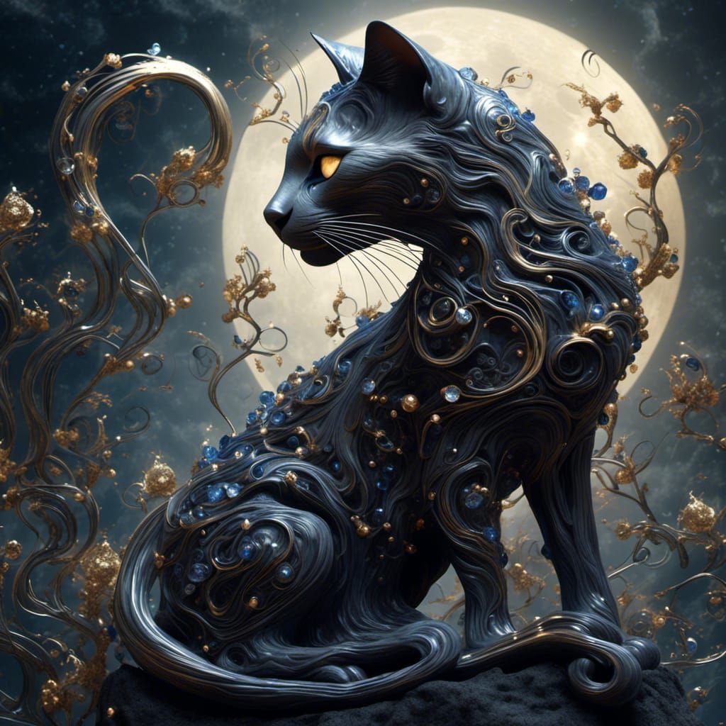 Whispers of Mysticism Ignite as Feline Form Rises from Lunar...