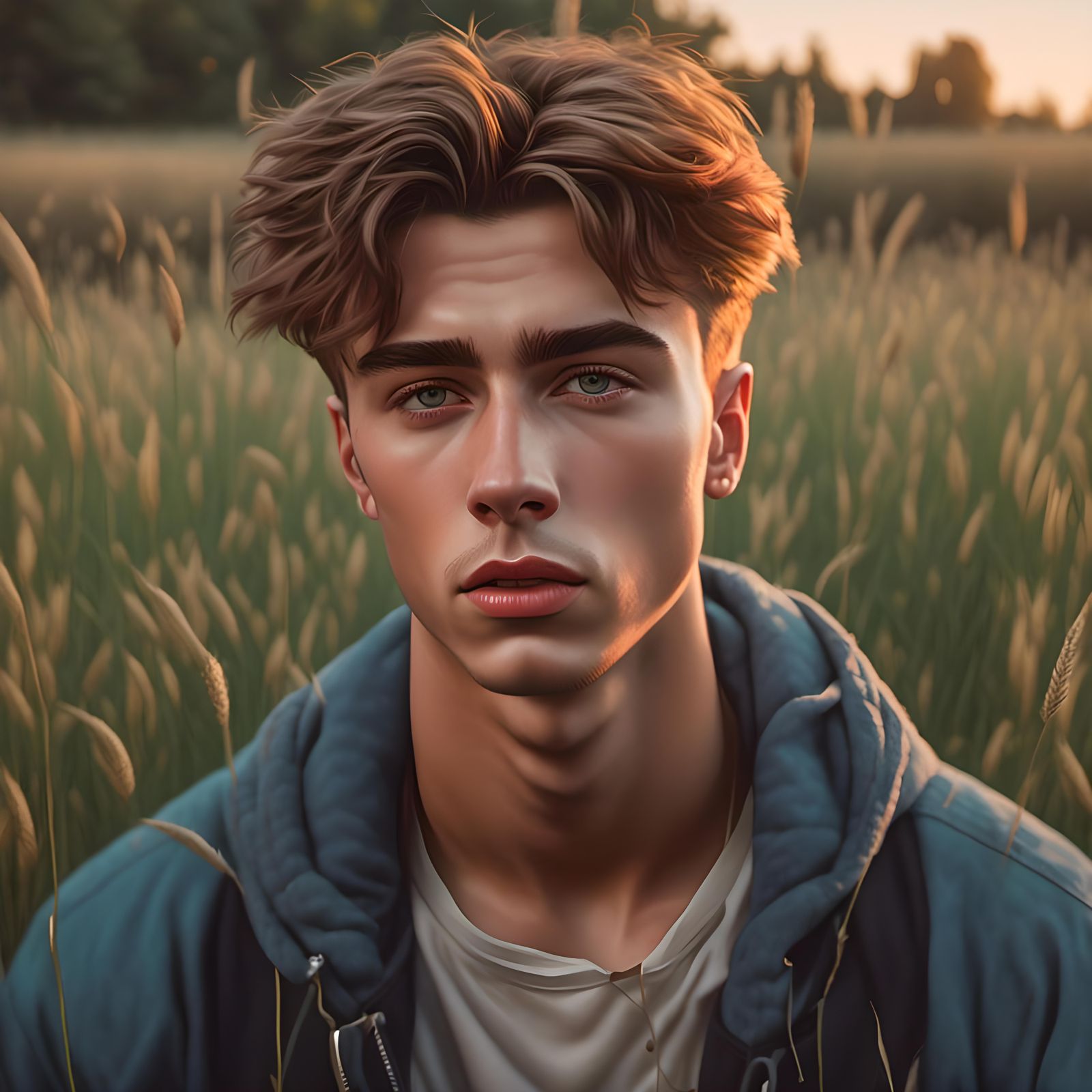 Charming 1990s Teen in Field
