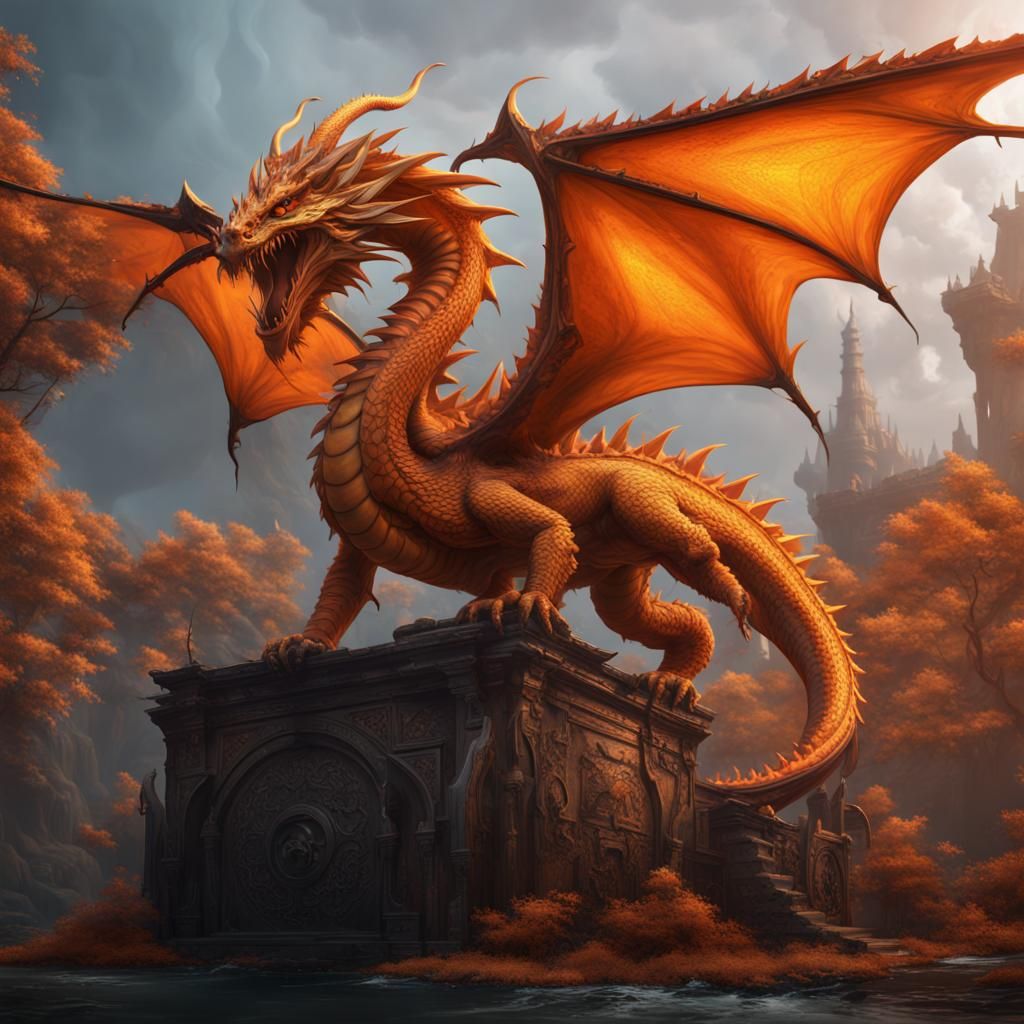 Vibrant Fantasy Dragon Unveiled in Stunning 8K Matte Paintin...
