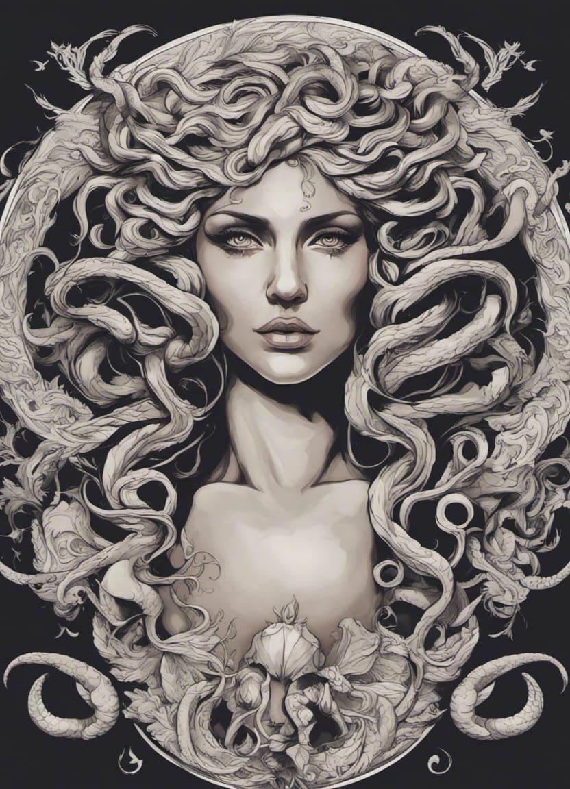 Grecian Goddess with Serpent Hair in Tattoo Art