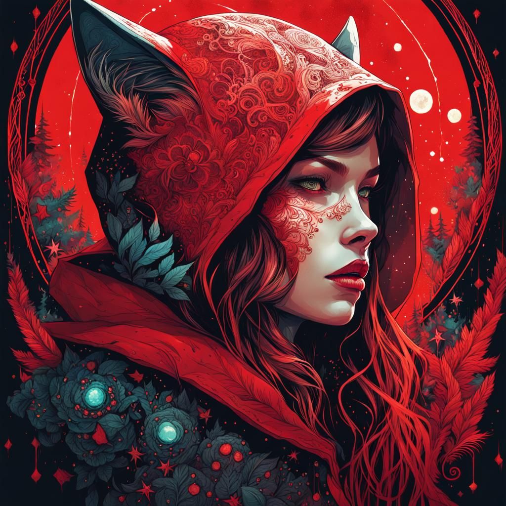 Werewolf Constellation Portrait in Vibrant Digital Art