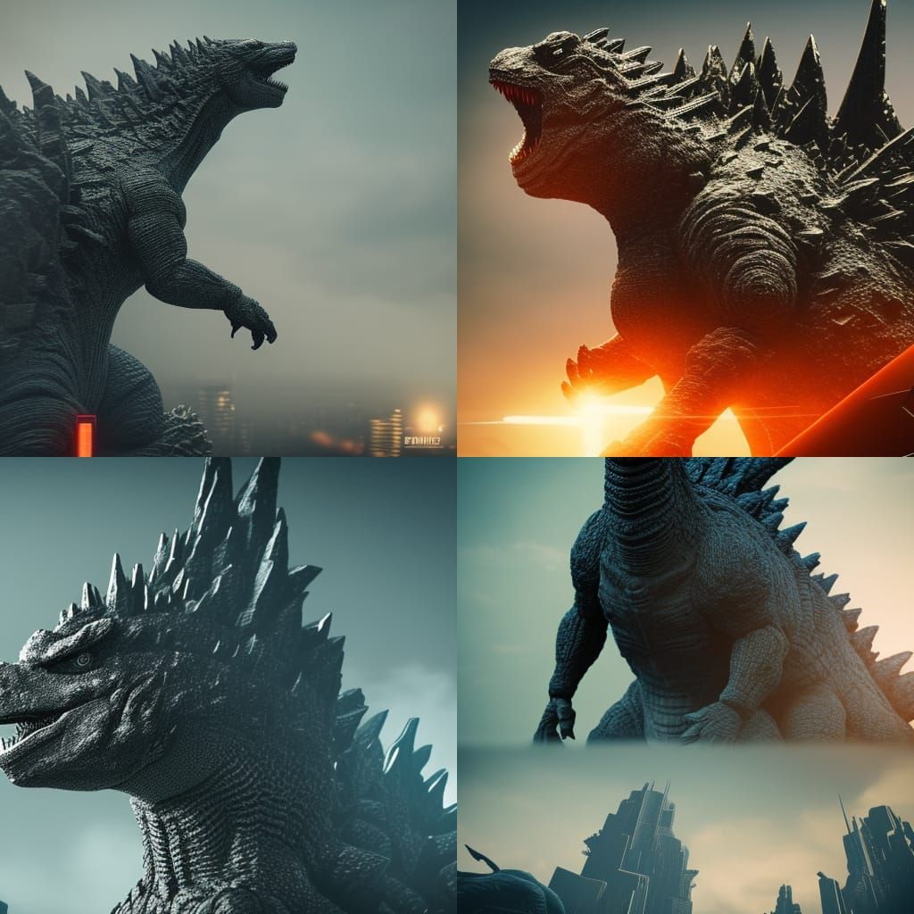 Godzilla in Epic Sci-Fi Cinematic Scene