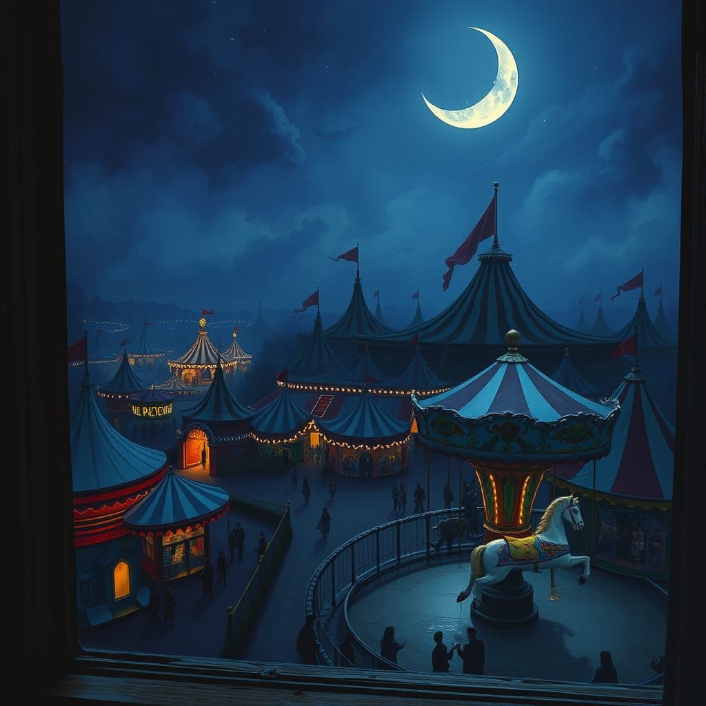 A Carnival at Midnight (Fantasy Realism, James Jean Inspired