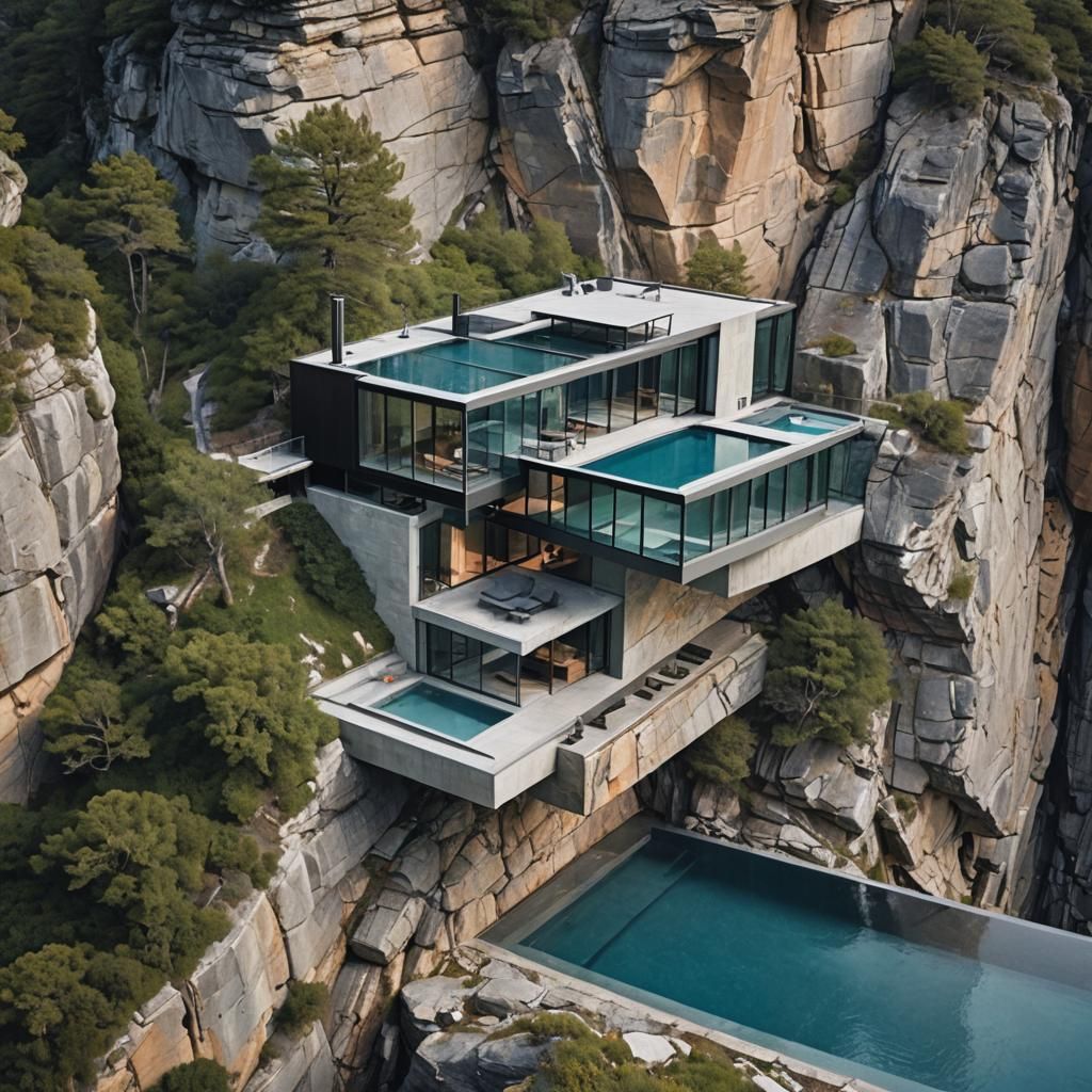 Sleek Glass House Sits Precariously on Cliff's Edge