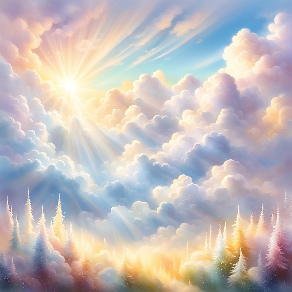 Ethereal Cloudscape in Soft Focus with Divine Light