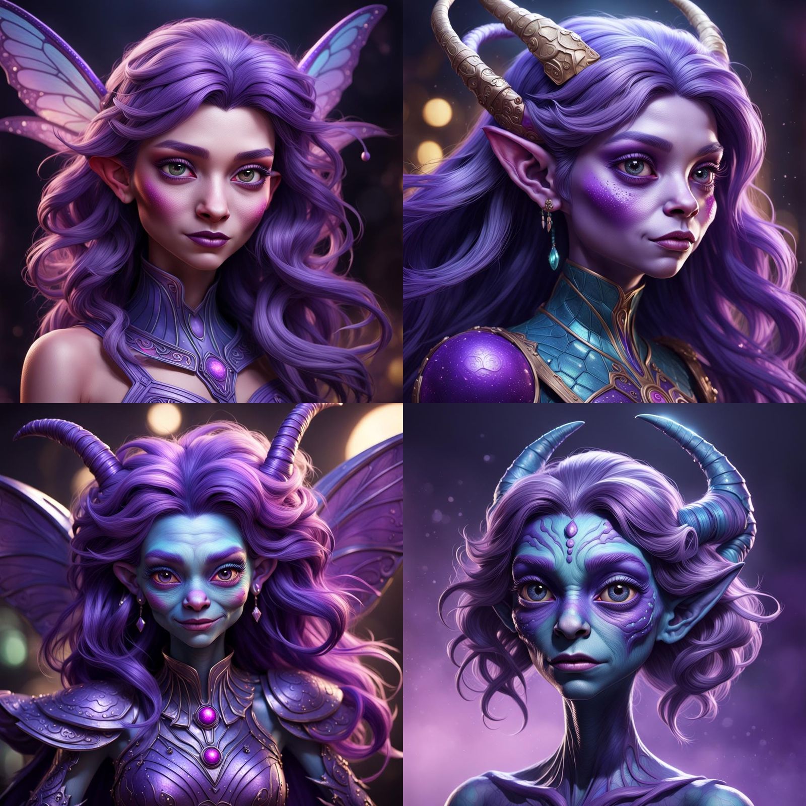 Ethereal Alien Muppet Goddess in Purple Hues