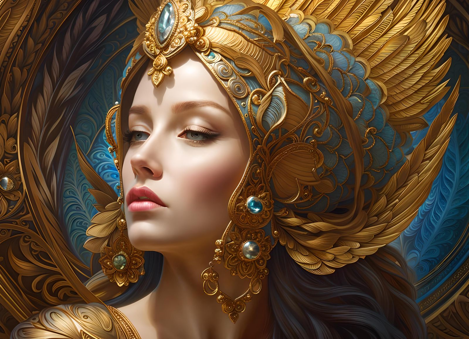 Beautiful High Priestess in her Goddess ceremonial Headdress