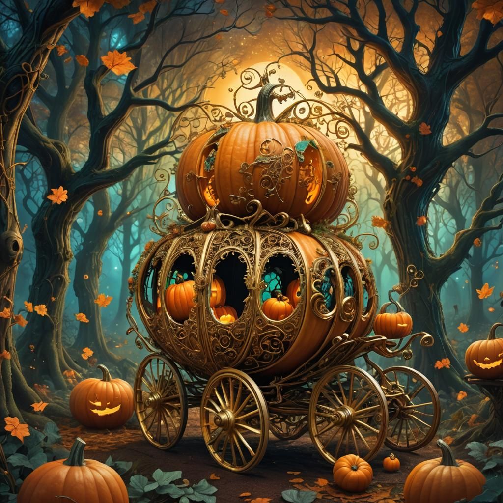 A pumpkin carriage in the Forrest