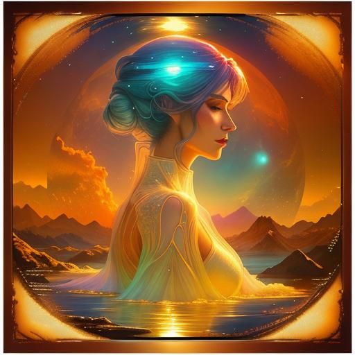 A Woman Amidst an Otherworldly Valley, Dreamy Double Exposur...