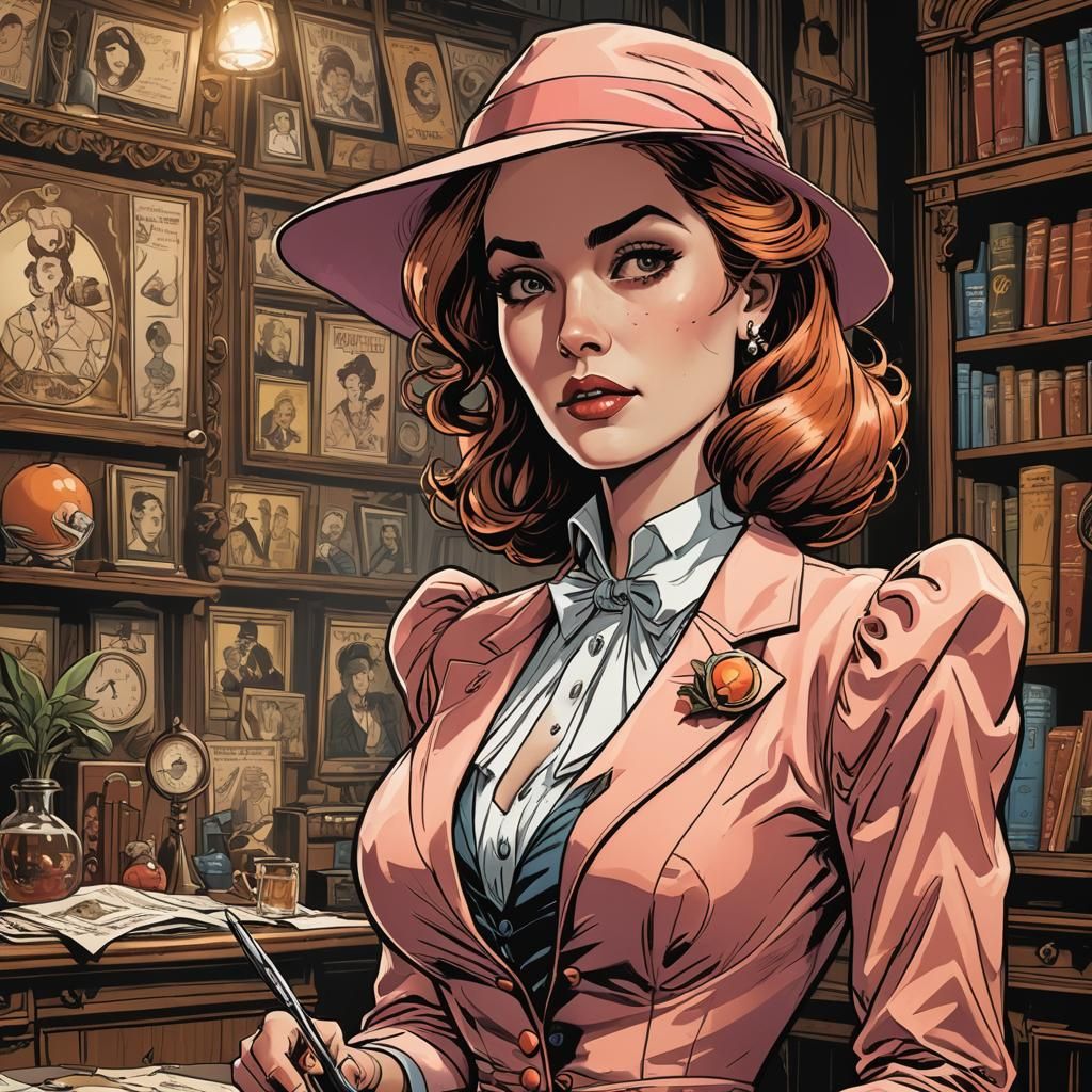 Wynona Ryder as Miss Peach in Cluedo Comic Book Art