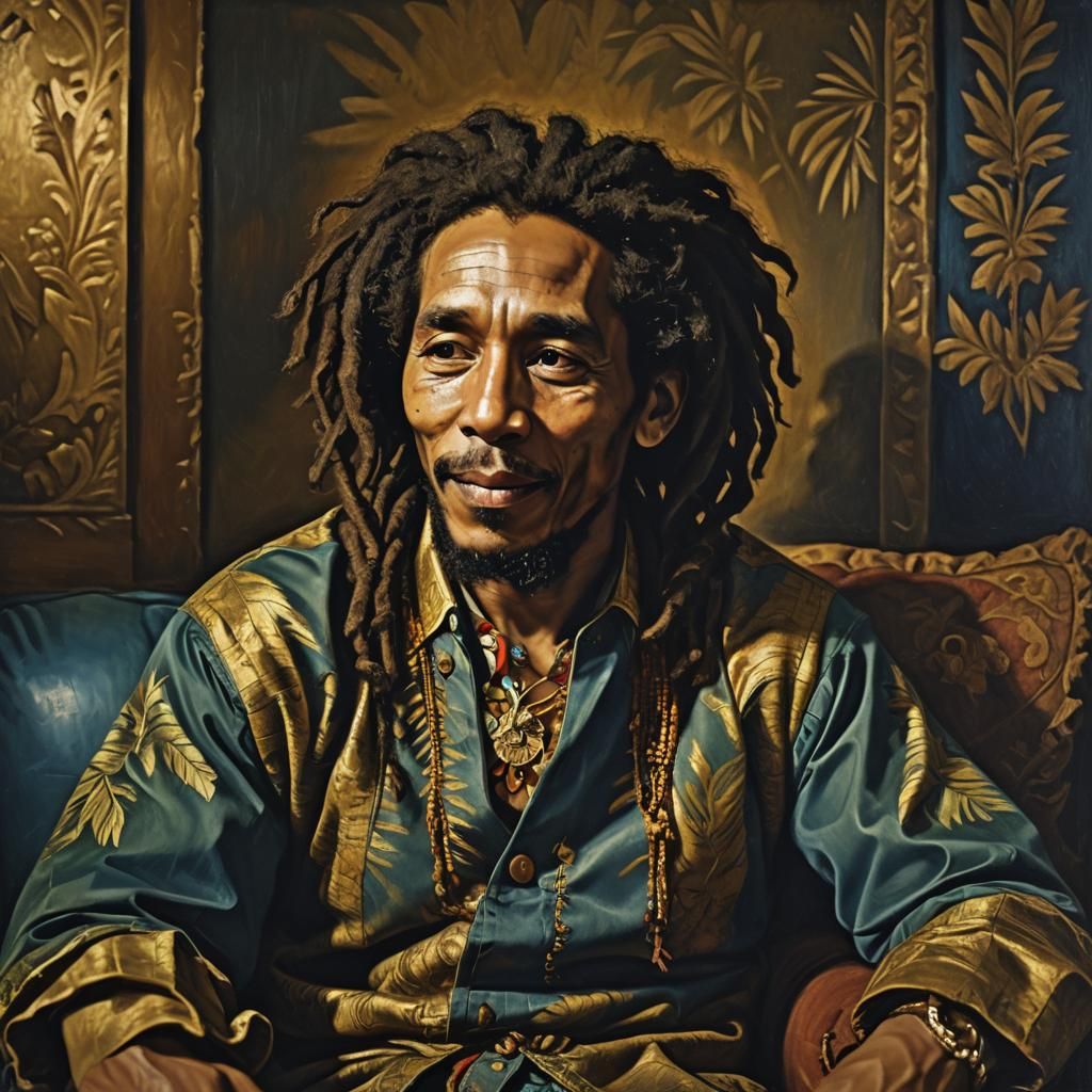 Bob Marley in Warm Baroque Portrait