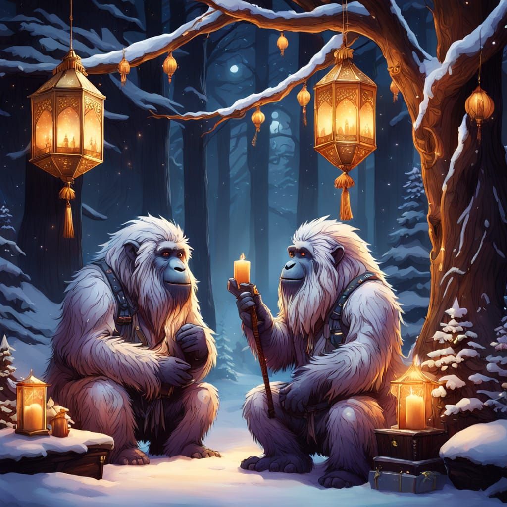 Yetis Celebrate White Elephant Gift Exchange Under Twisted C...