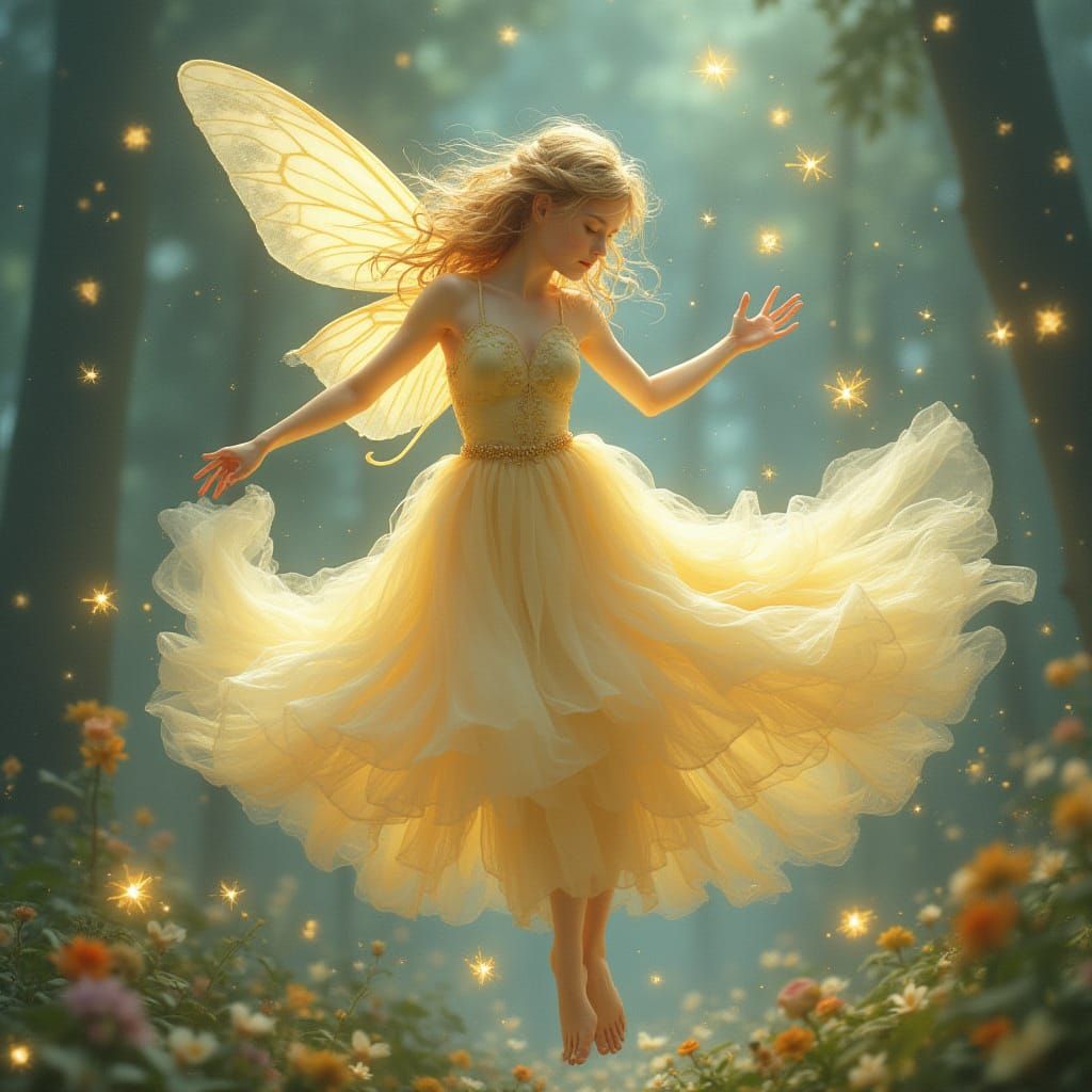 Ethereal Fairy Dance in Starry Dreamscape