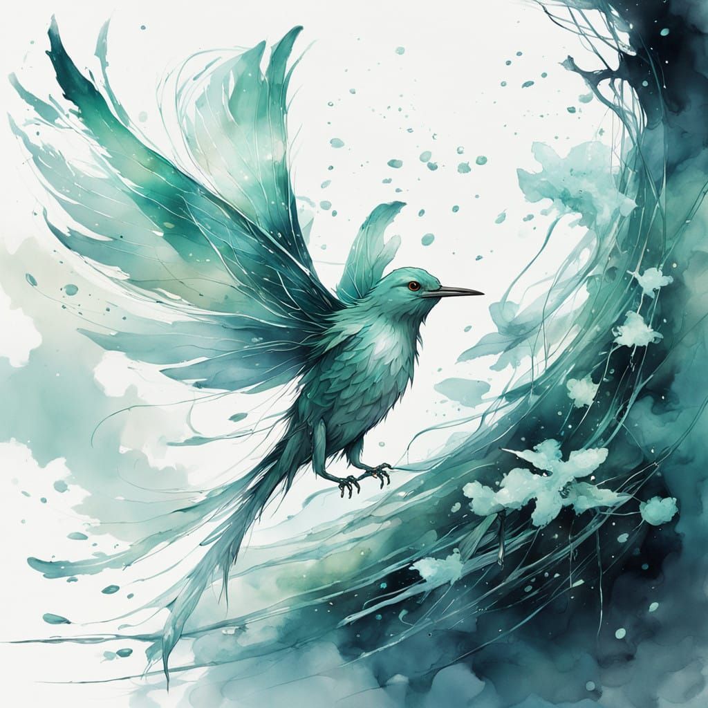 Ethereal Anemo Slime in Watercolor Dreamscapes