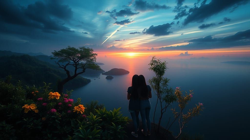 Serene Dawn Landscape in Vibrant Colors