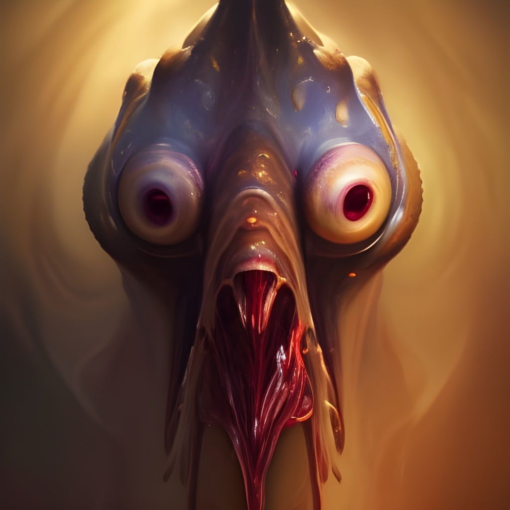 Ethereal Surreal Demonic Sea Creature in Triadic Hues