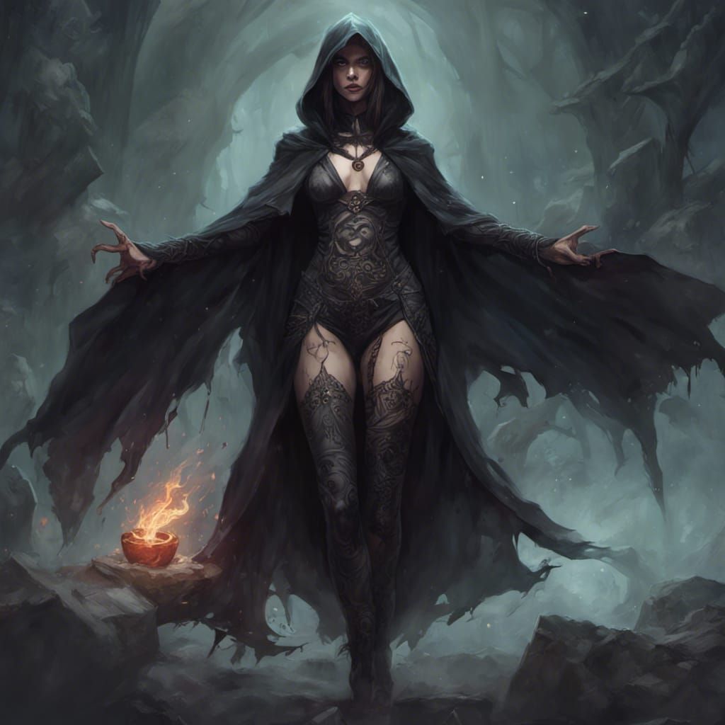 Dark Enchantress Casting Shadows in Midnight Elegance