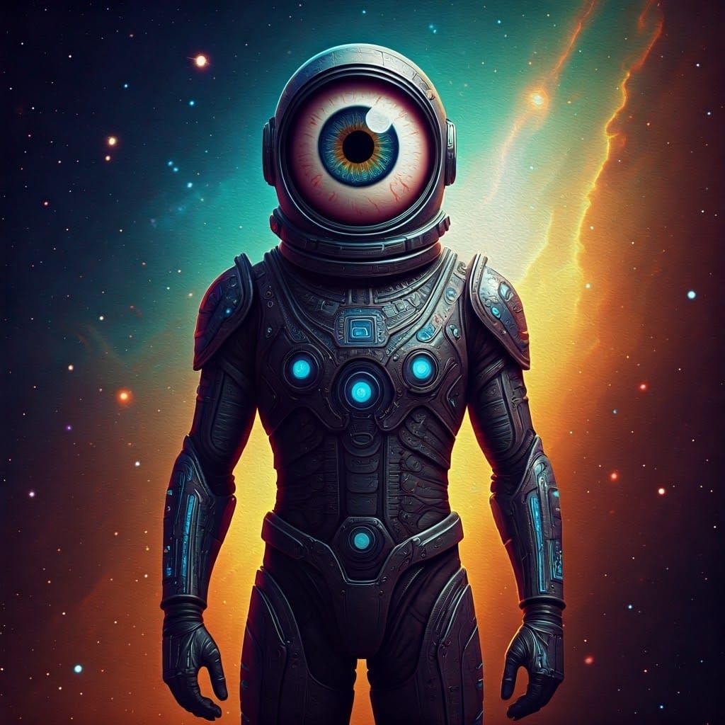 Cyberpunk Spaceman in Cosmic Aether