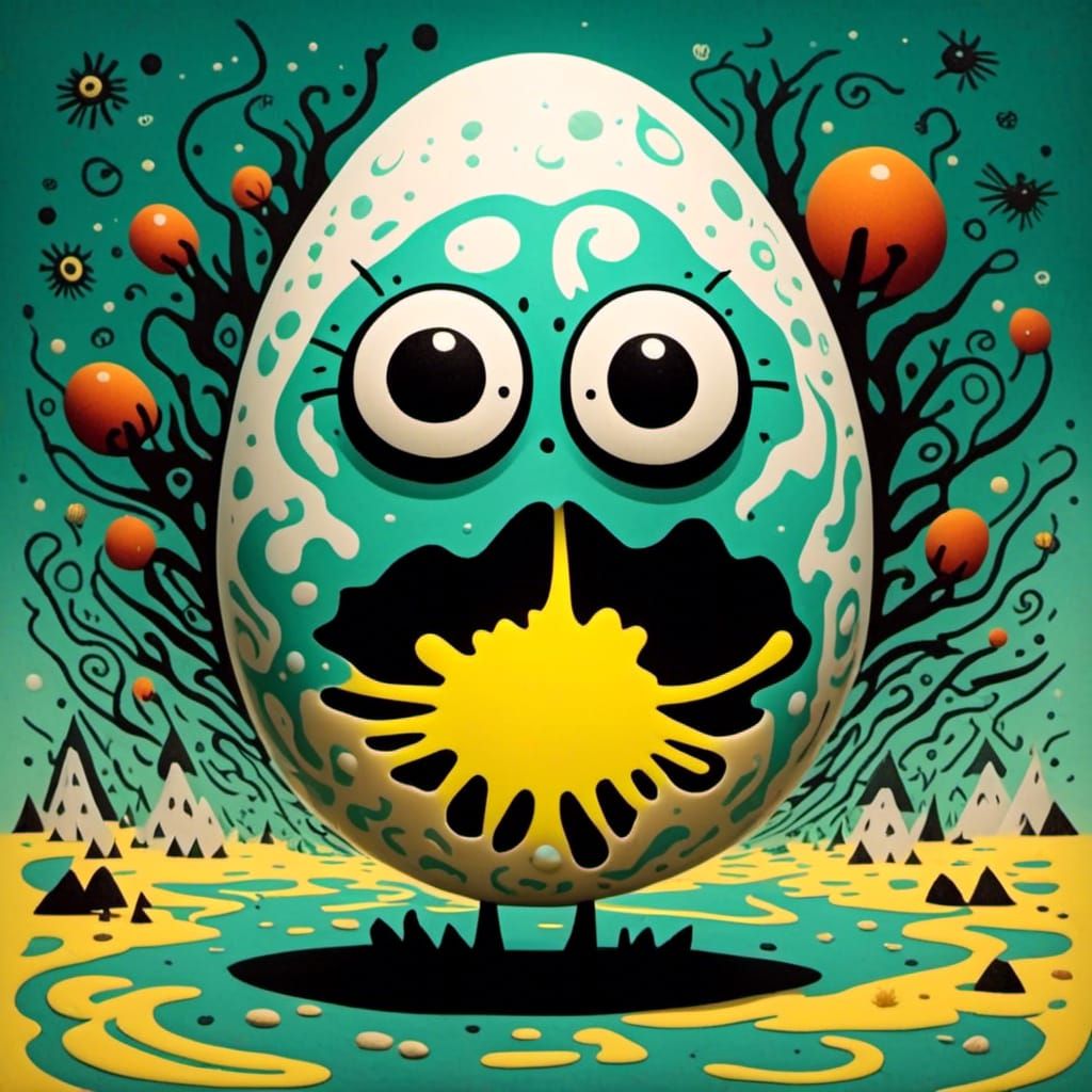 Ethereal Alien Entity in a Frenzied Eggshell Fury