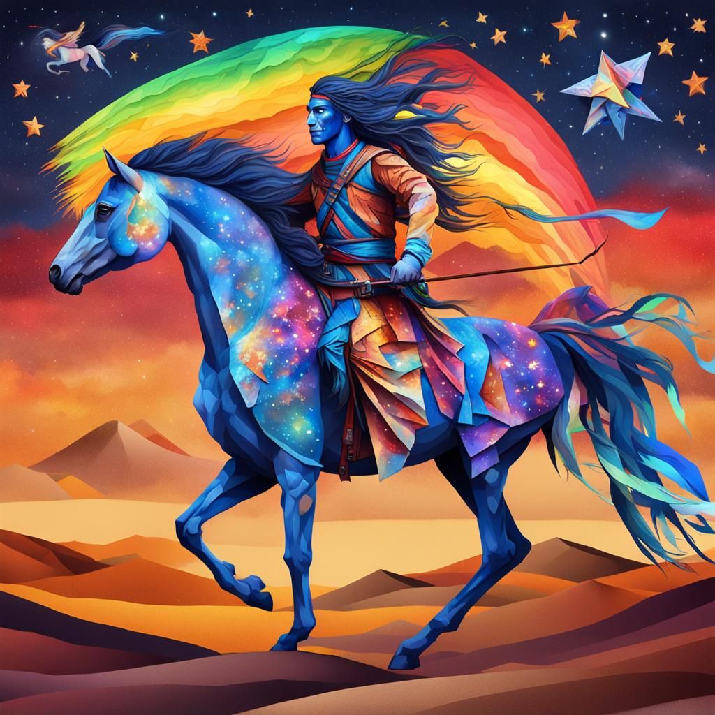 Mixed eclectic free flowing free-spirited Cherokee warrior r...