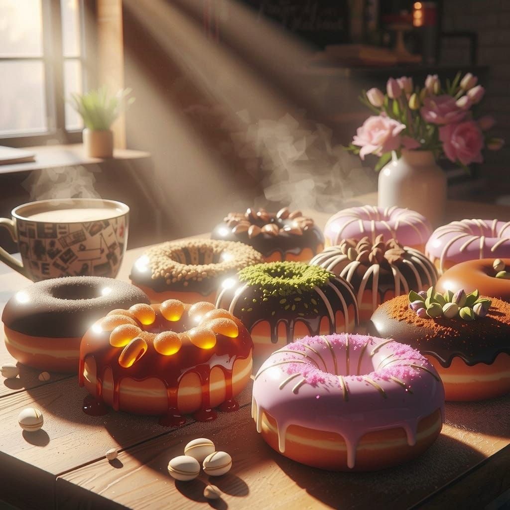 Cozy Bakery Interior with Golden Hour Light