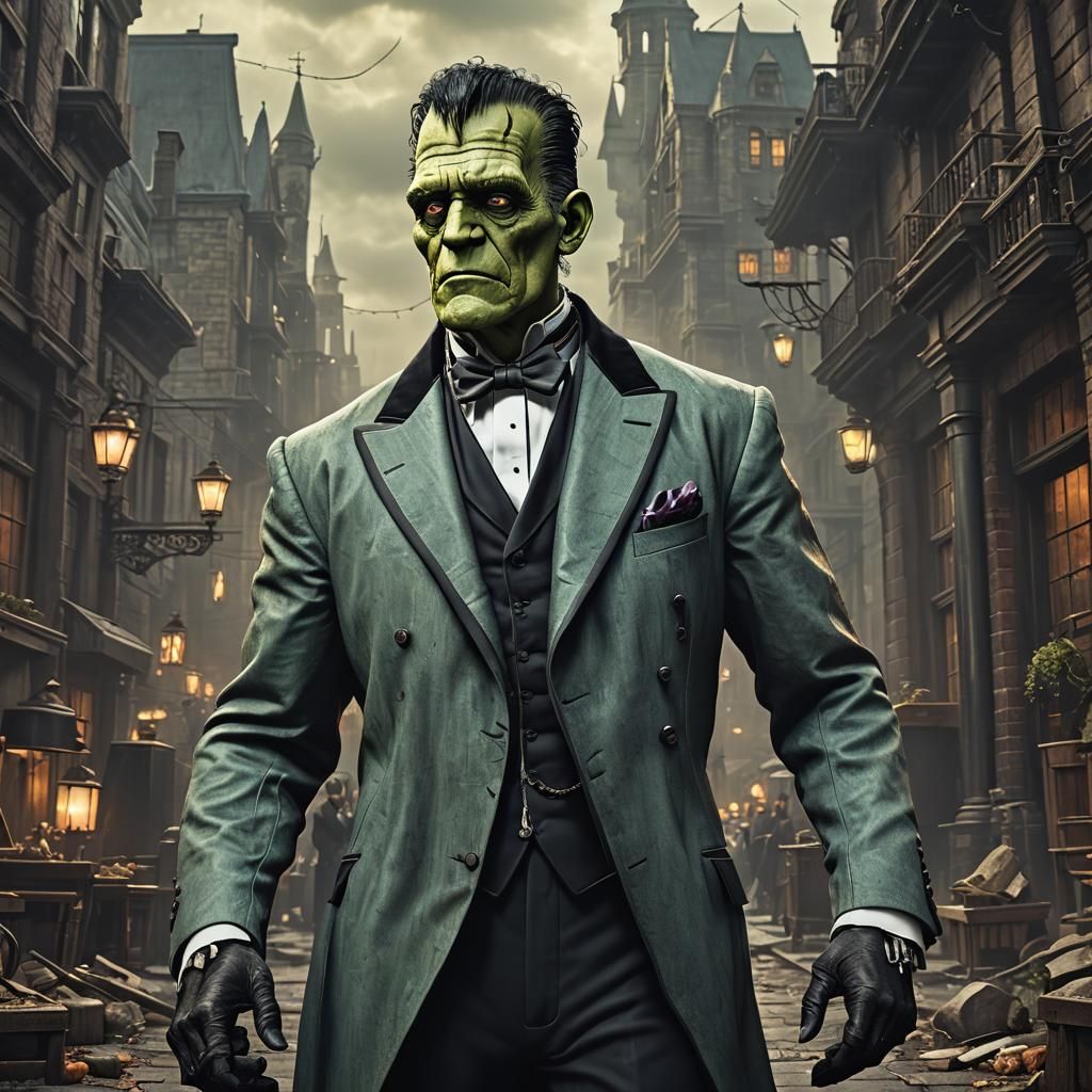 Frankenstein in Tuxedo Attire at the Monsters' Gala