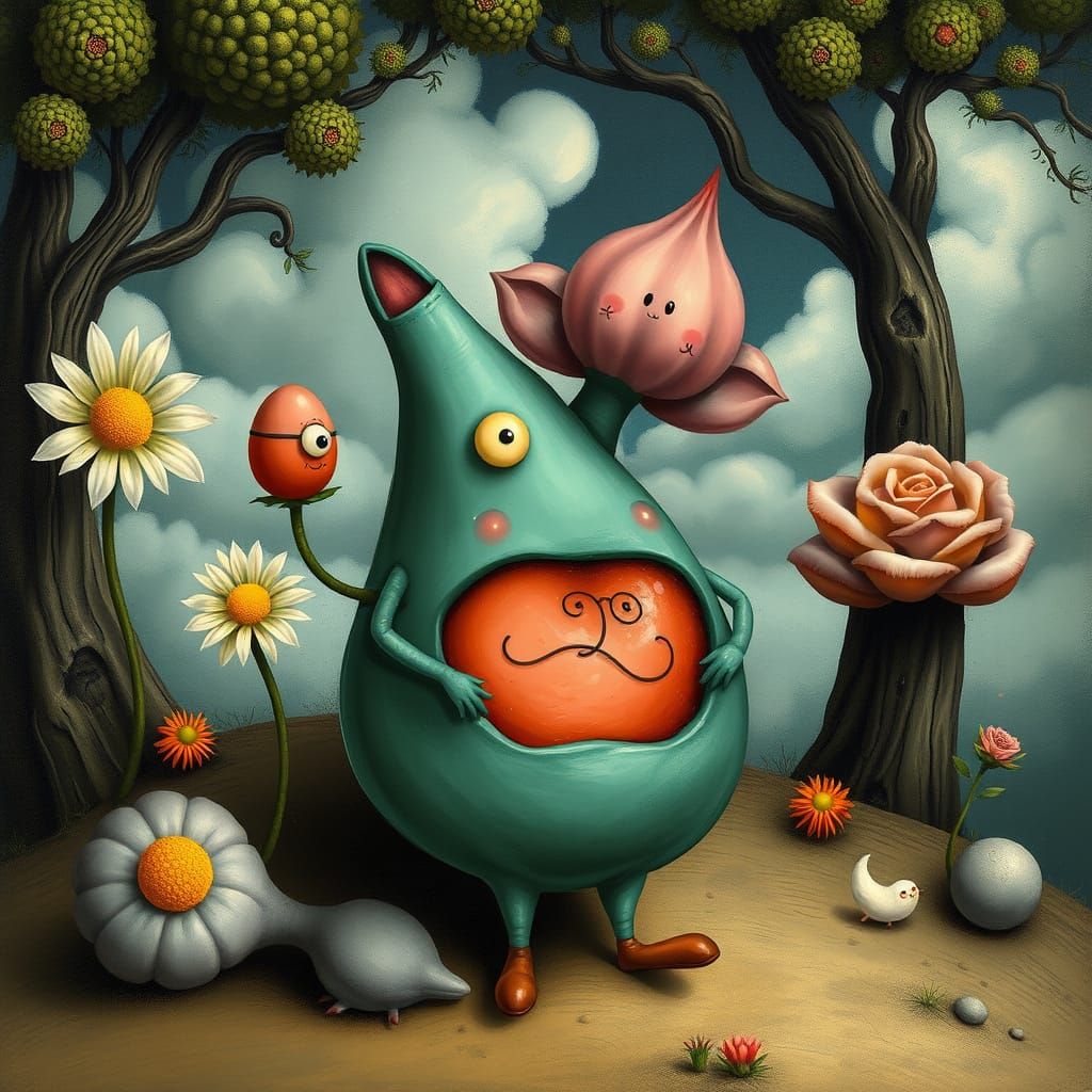 Surrealist Toenail Landscape in Whimsical Art Style