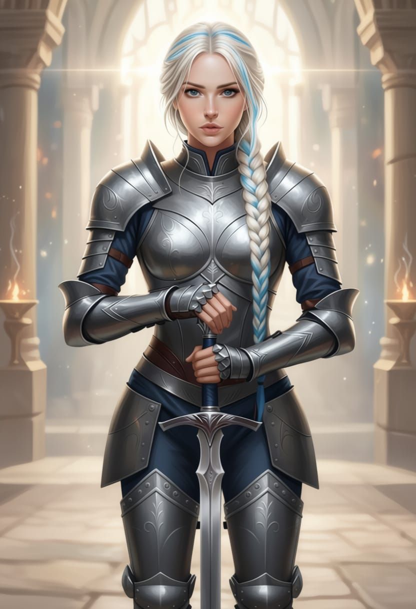 Female Paladin Character Portrait Digital Illustration
