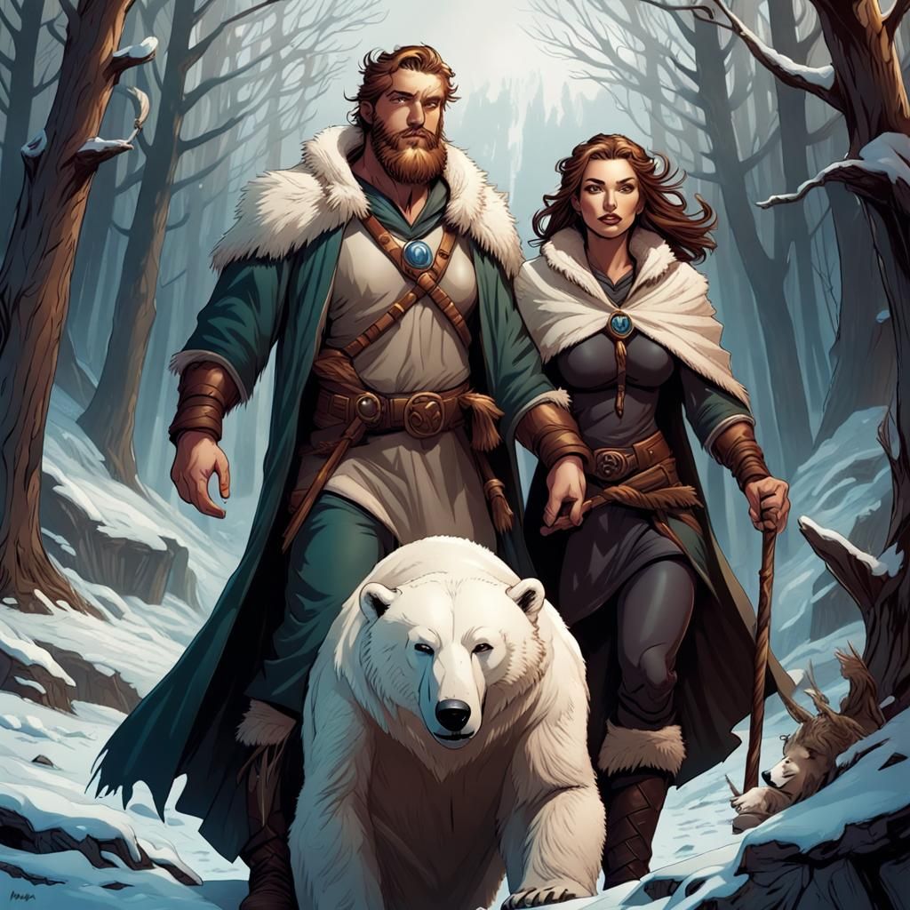 Epic Fantasy Scene in Comic Book Style