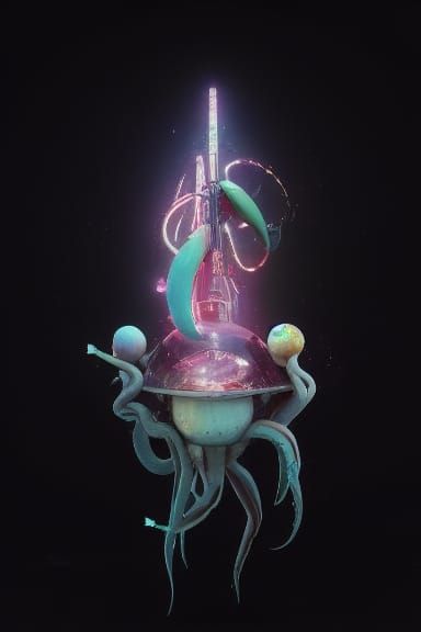 Glowing Squid Planet in Epic Fantasy Art