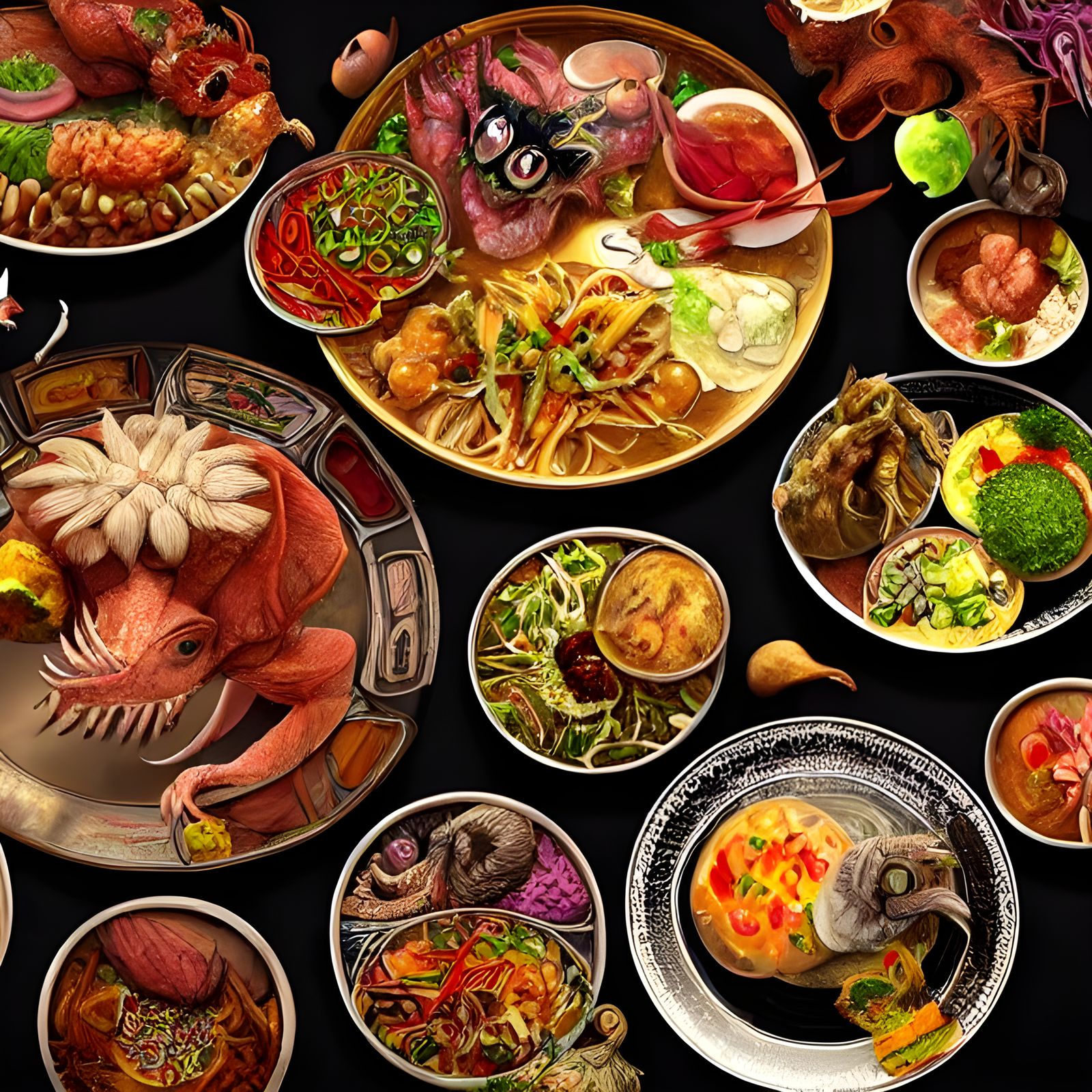 Ethereal Alien Cuisine in Cyberpunk Style