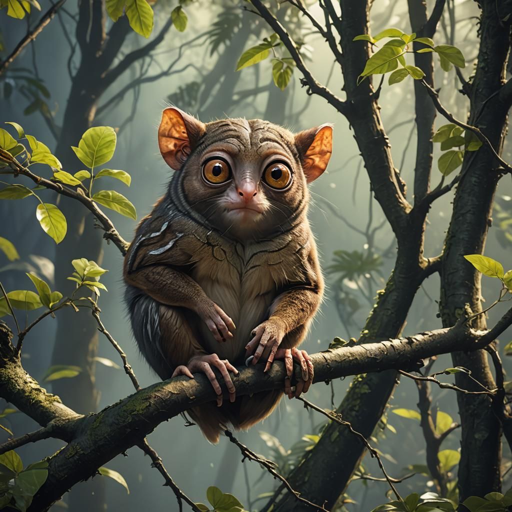 Majestic Tarsier in Whimsical Realm
